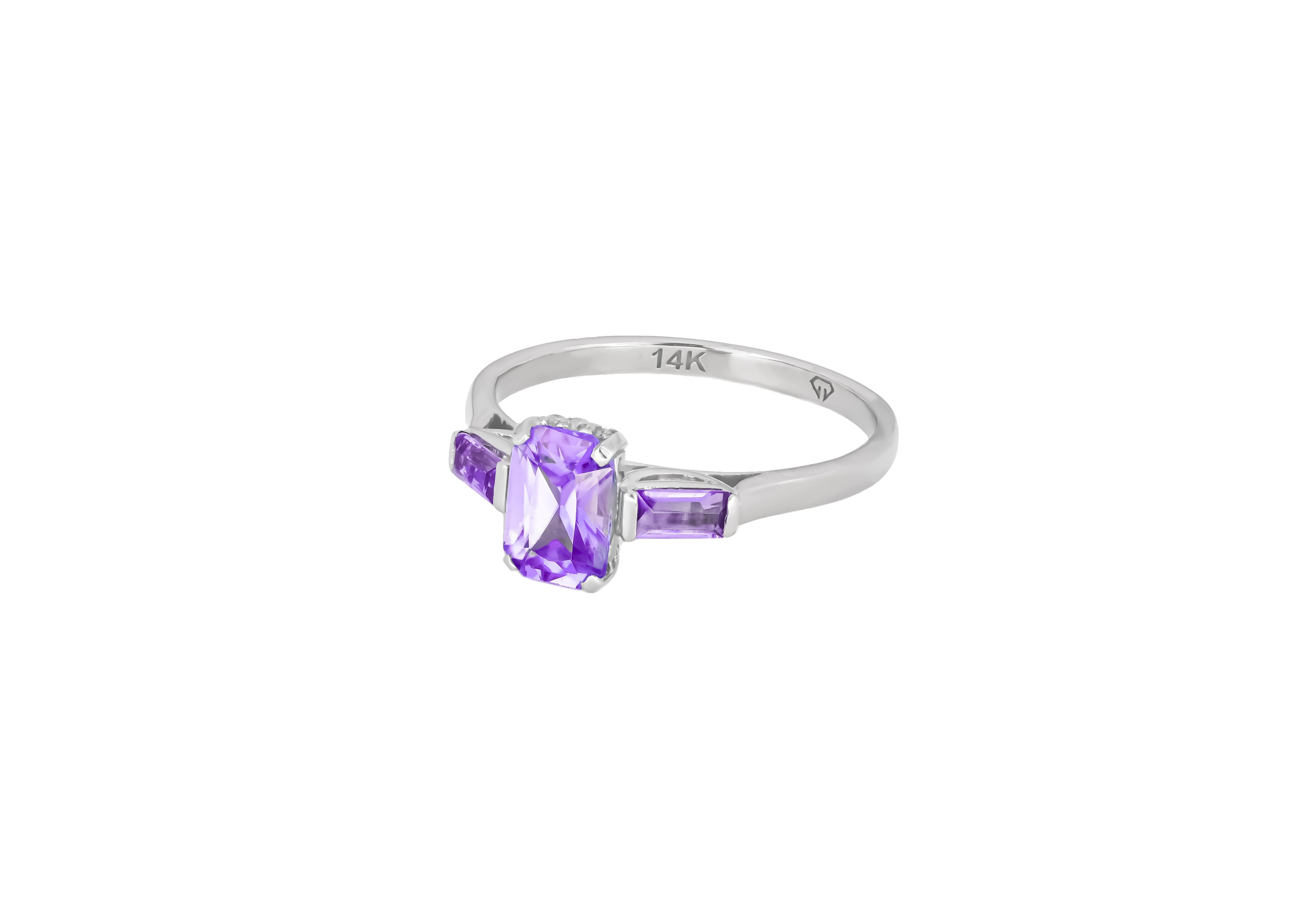 For Sale:  Octagon amethys 14k gold ring 3