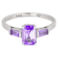 Anello ottagonale amethys in oro 14k