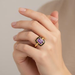 Octagon Amethyst Ring Silver, Gold