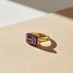 Octagon Amethyst Ring Silver, Gold