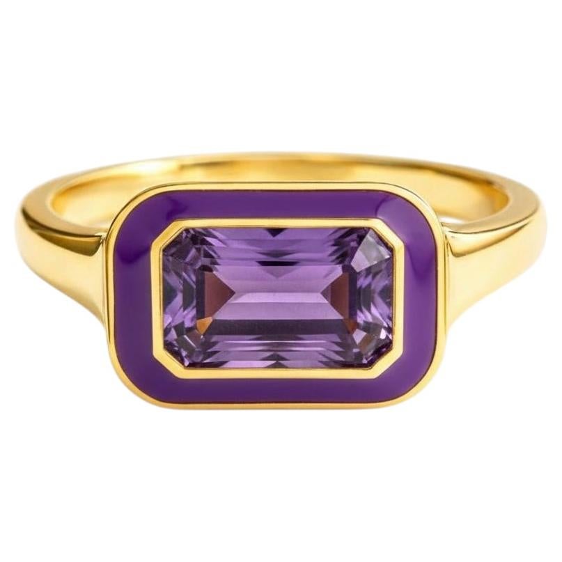 For Sale:  Octagon Amethyst Ring Silver, Gold