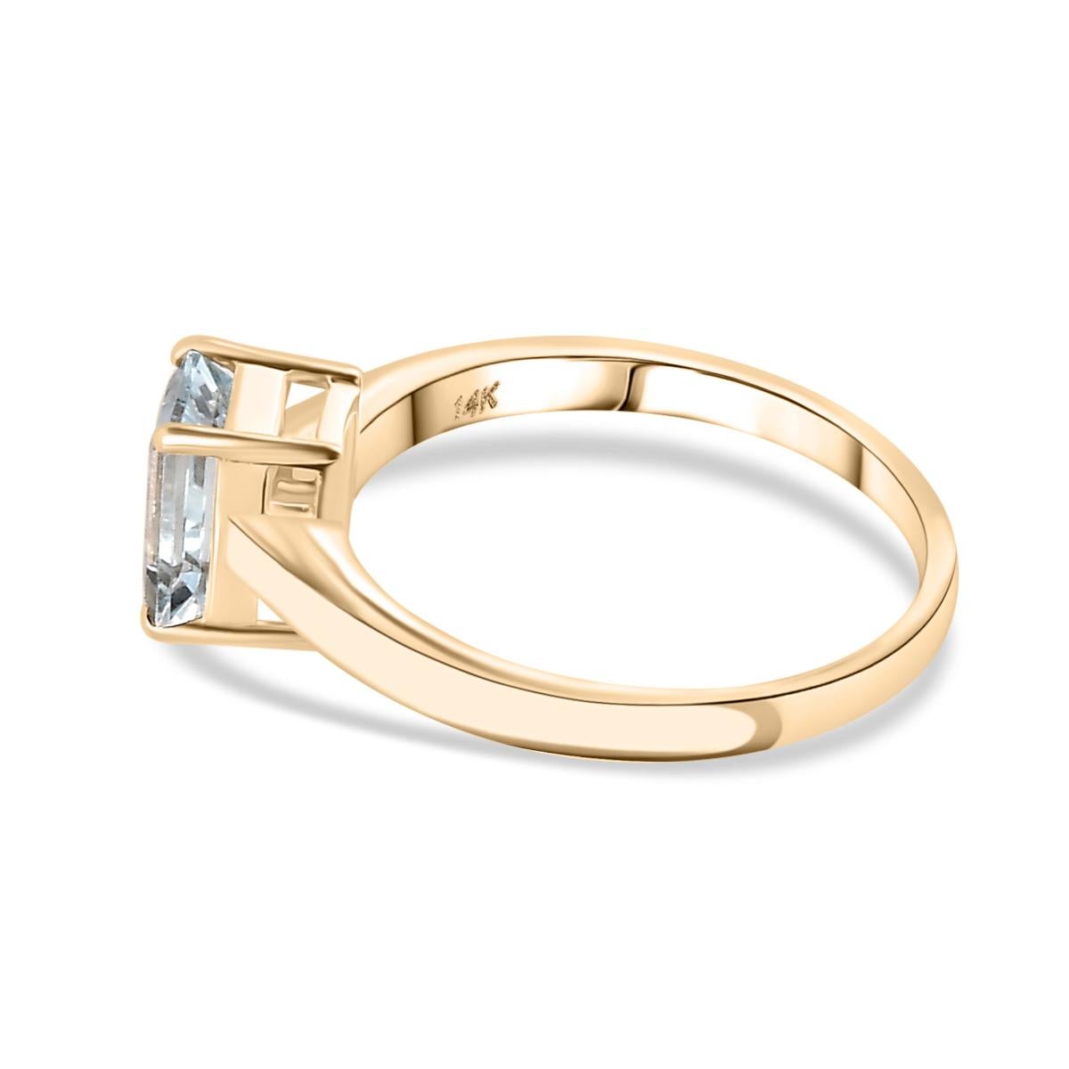 En venta: Anillo solitario octogonal de aguamarina engastado en oro amarillo macizo de 14k  5