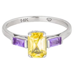 Anello ottagonale in oro 14k con citrino.