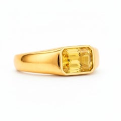 Octagon citrine ring for men in 14k gold