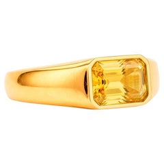 Octagon citrine ring for men in 14k gold