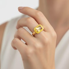 Octagon Citrine Ring Silver, Gold