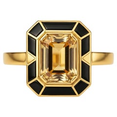 Octagon Citrine Ring Silver, Gold