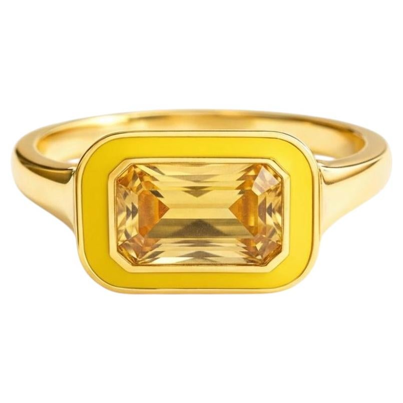 En vente :  Bague octogonale en citrine Argent, Or