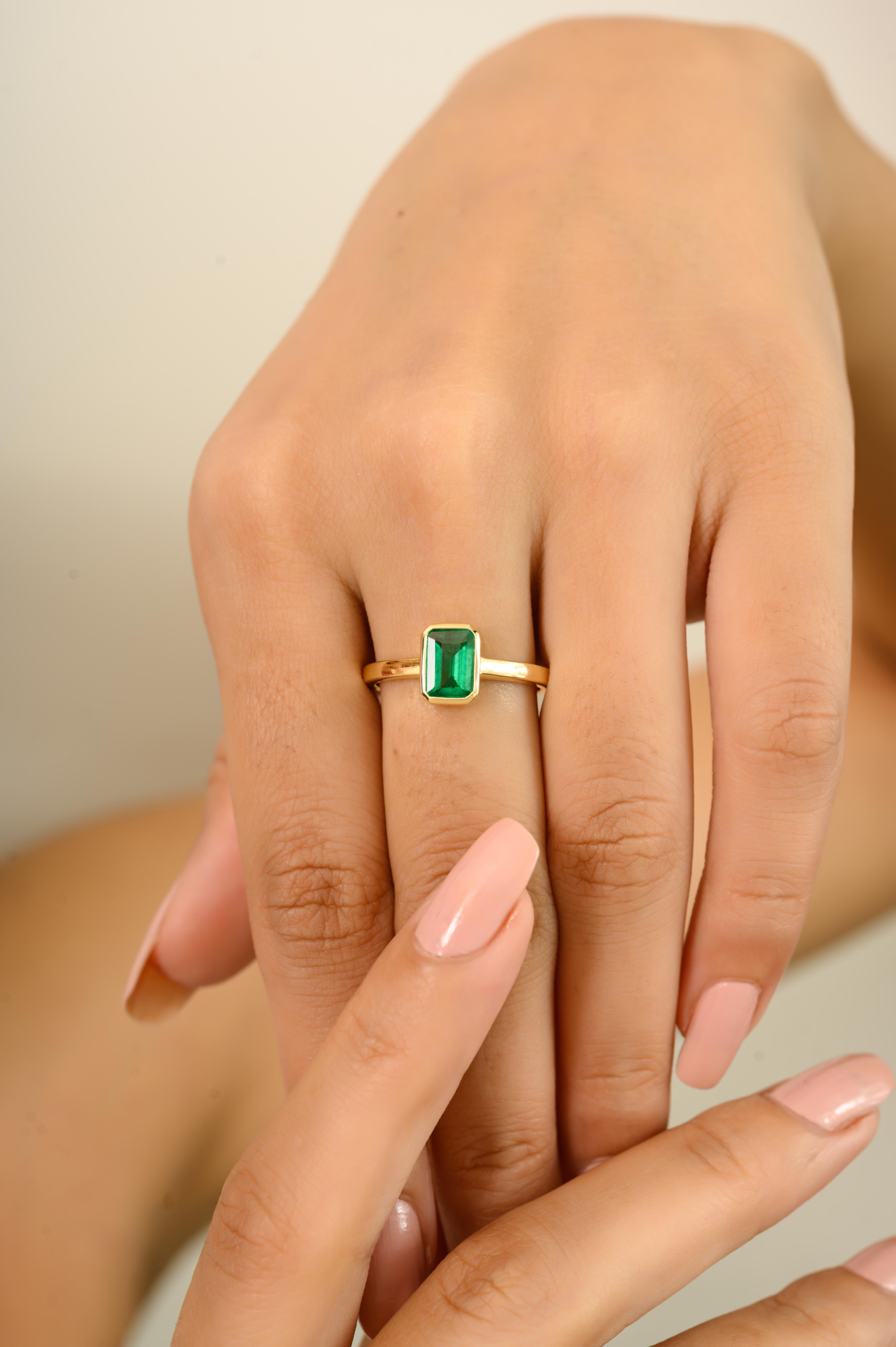 in vendita:  Anello solitario unisex con smeraldo taglio ottagono da 0,87 carati in oro giallo massiccio 18 carati 4