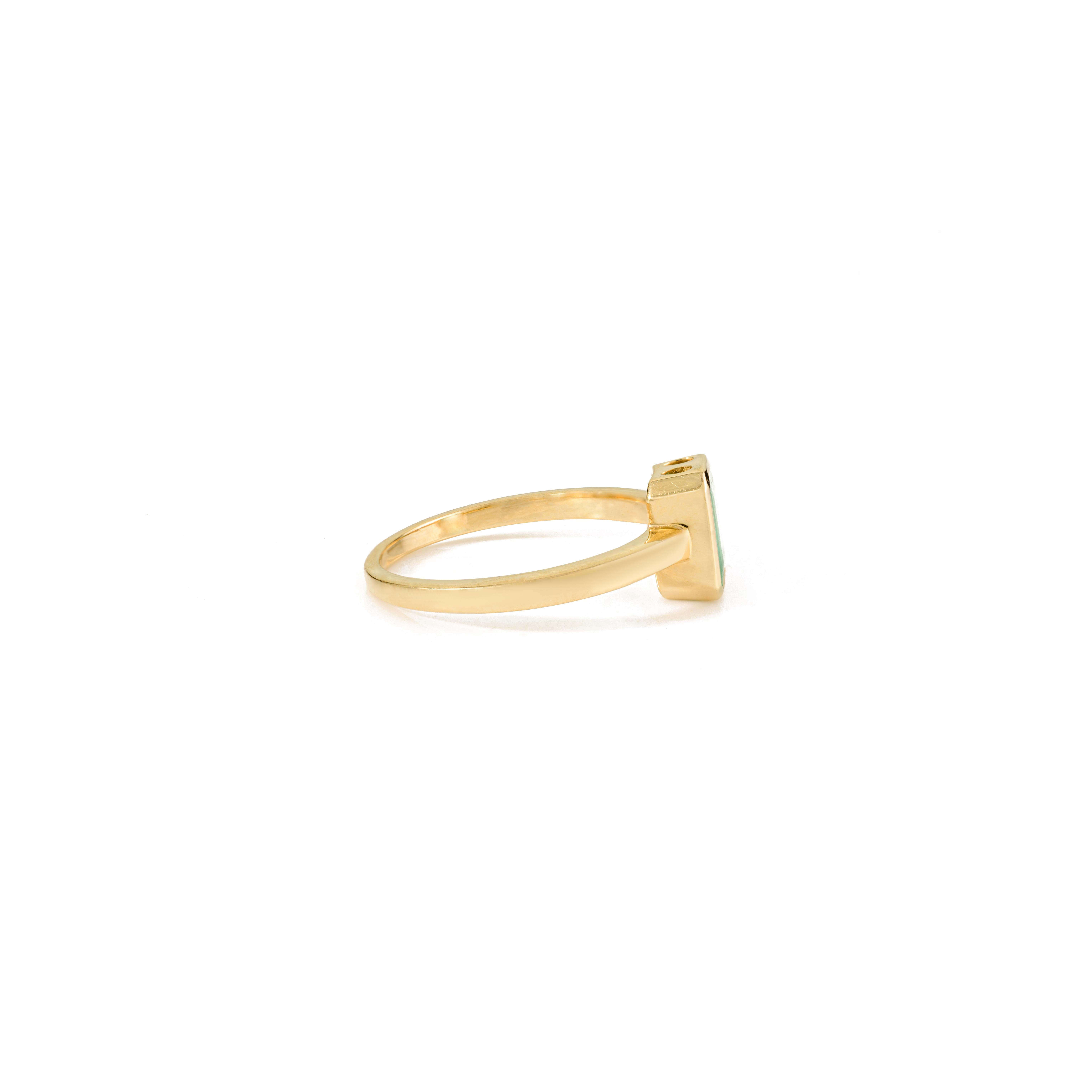 in vendita:  Anello solitario unisex con smeraldo taglio ottagono da 0,87 carati in oro giallo massiccio 18 carati 5