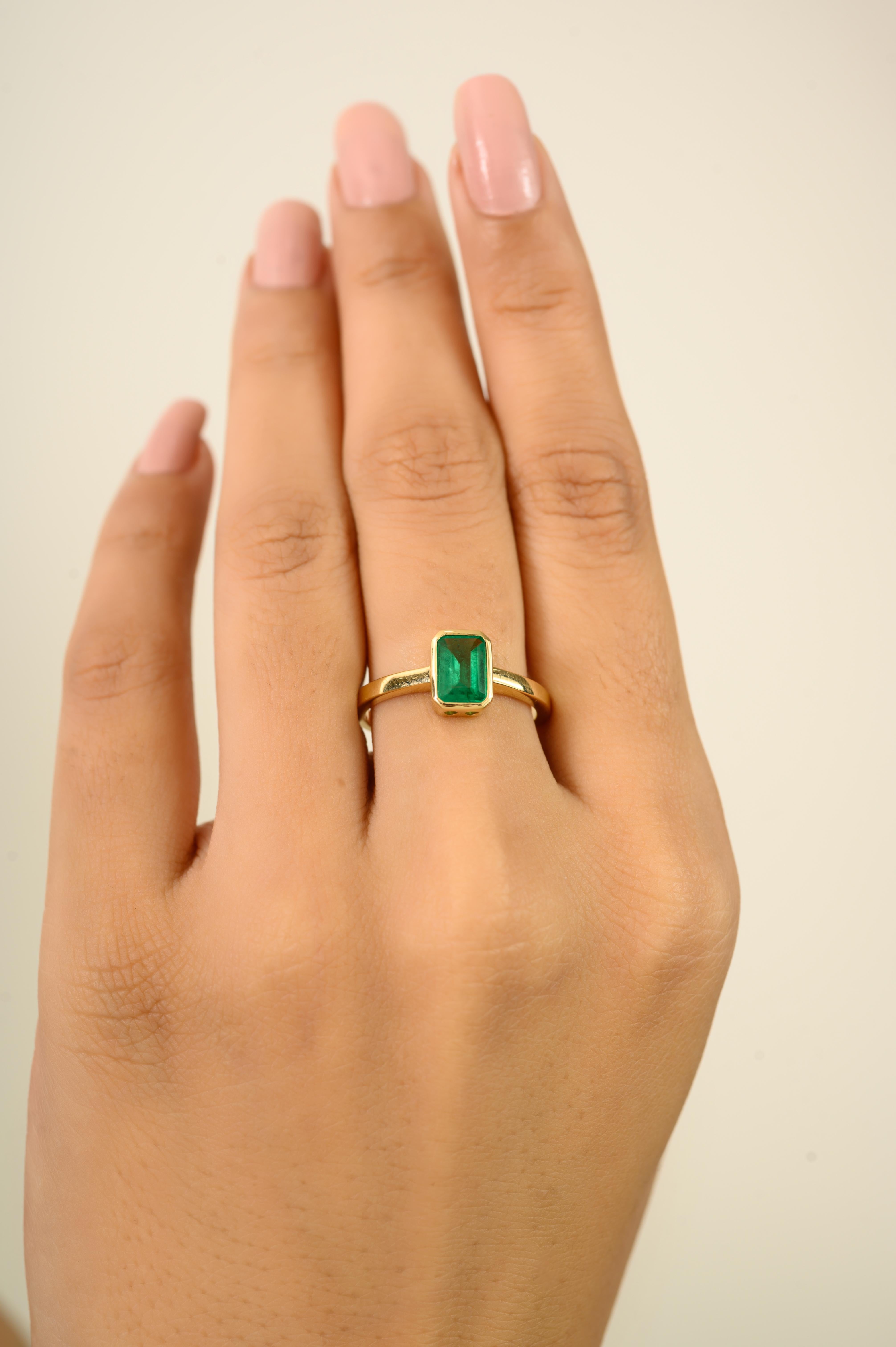 in vendita:  Anello solitario unisex con smeraldo taglio ottagono da 0,87 carati in oro giallo massiccio 18 carati 6