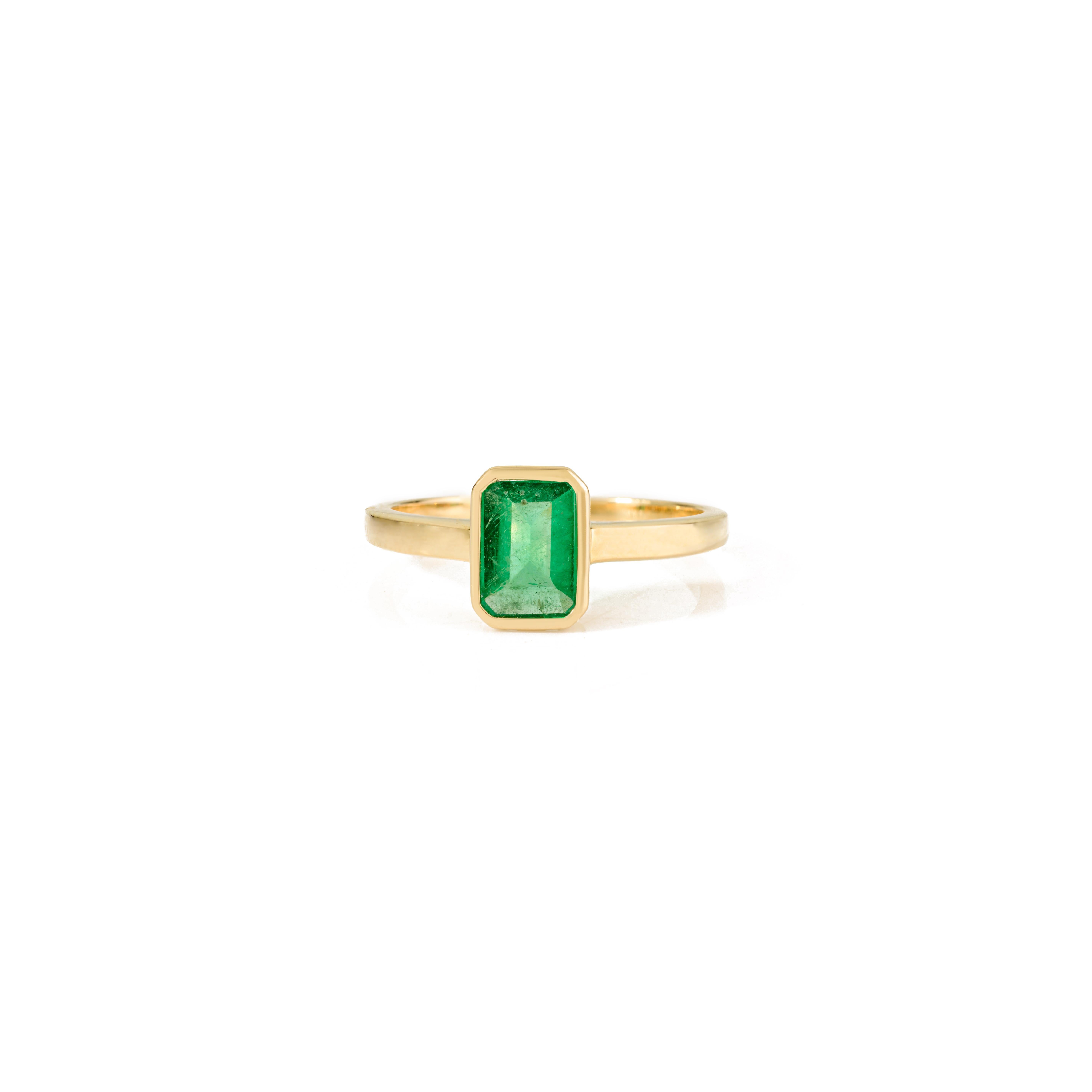 in vendita:  Anello solitario unisex con smeraldo taglio ottagono da 0,87 carati in oro giallo massiccio 18 carati 9