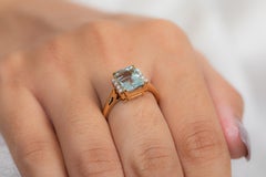 Octagon Cut 2.65 ct Aquamarine Cocktail Ring in 18K Yellow Gold with Diamonds