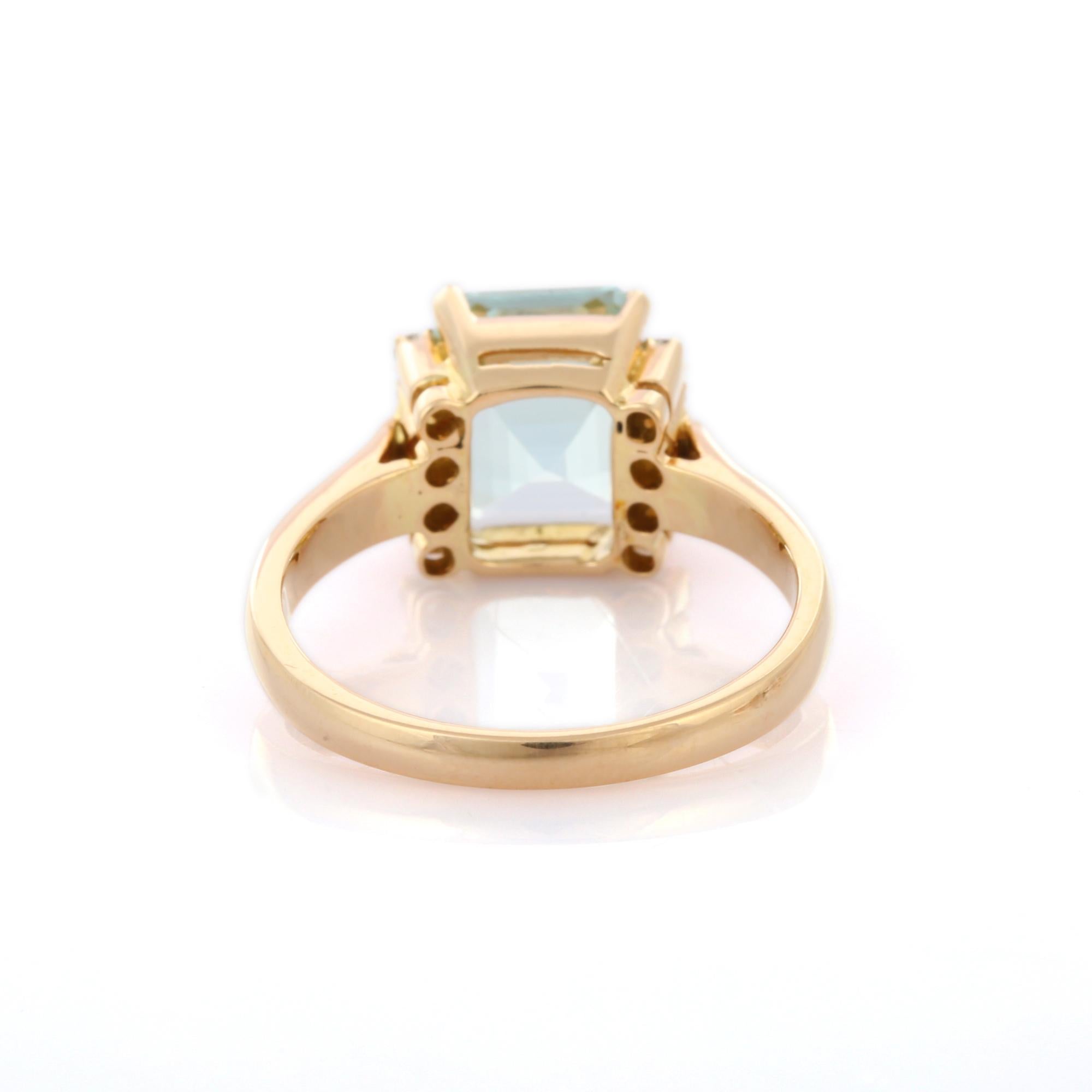 For Sale:  Octagon Cut 2.65 ct Aquamarine Cocktail Ring in 18K Yellow Gold with Diamonds  6