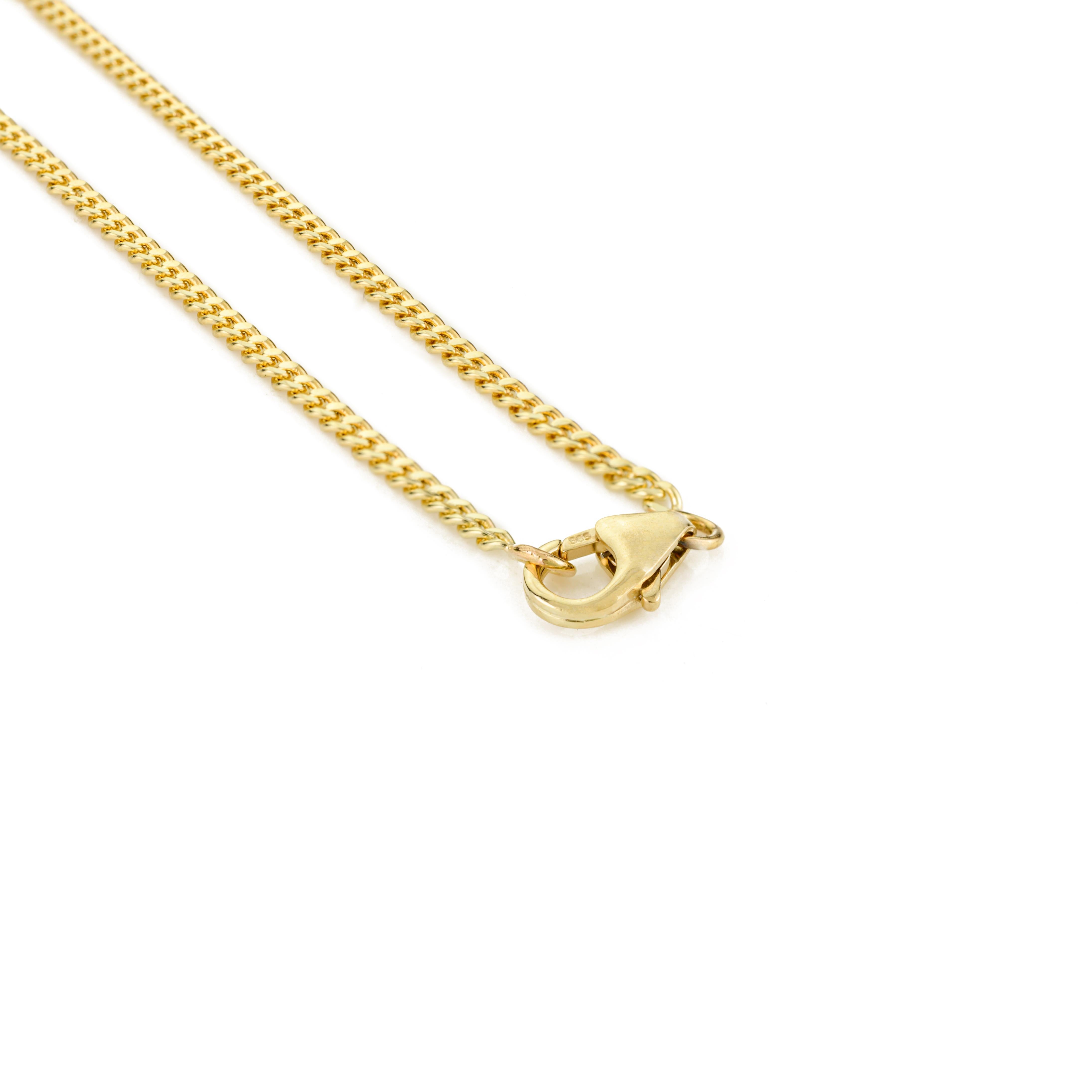 Collier à pendentifs en saphir bleu taillé en octogone et en or jaune 14 carats pour femmes en vente 1