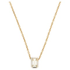 Octagon Cut Diamond Pendant Chain Necklace in 18K Yellow Gold 
