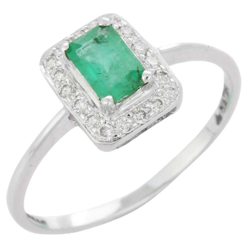 Customizable Emerald Cut Aquamarine with Diamond Halo Engagement Ring ...