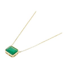 Octagon Cut Emerald Everyday Chain Necklace in Solid 14k Yellow Gold