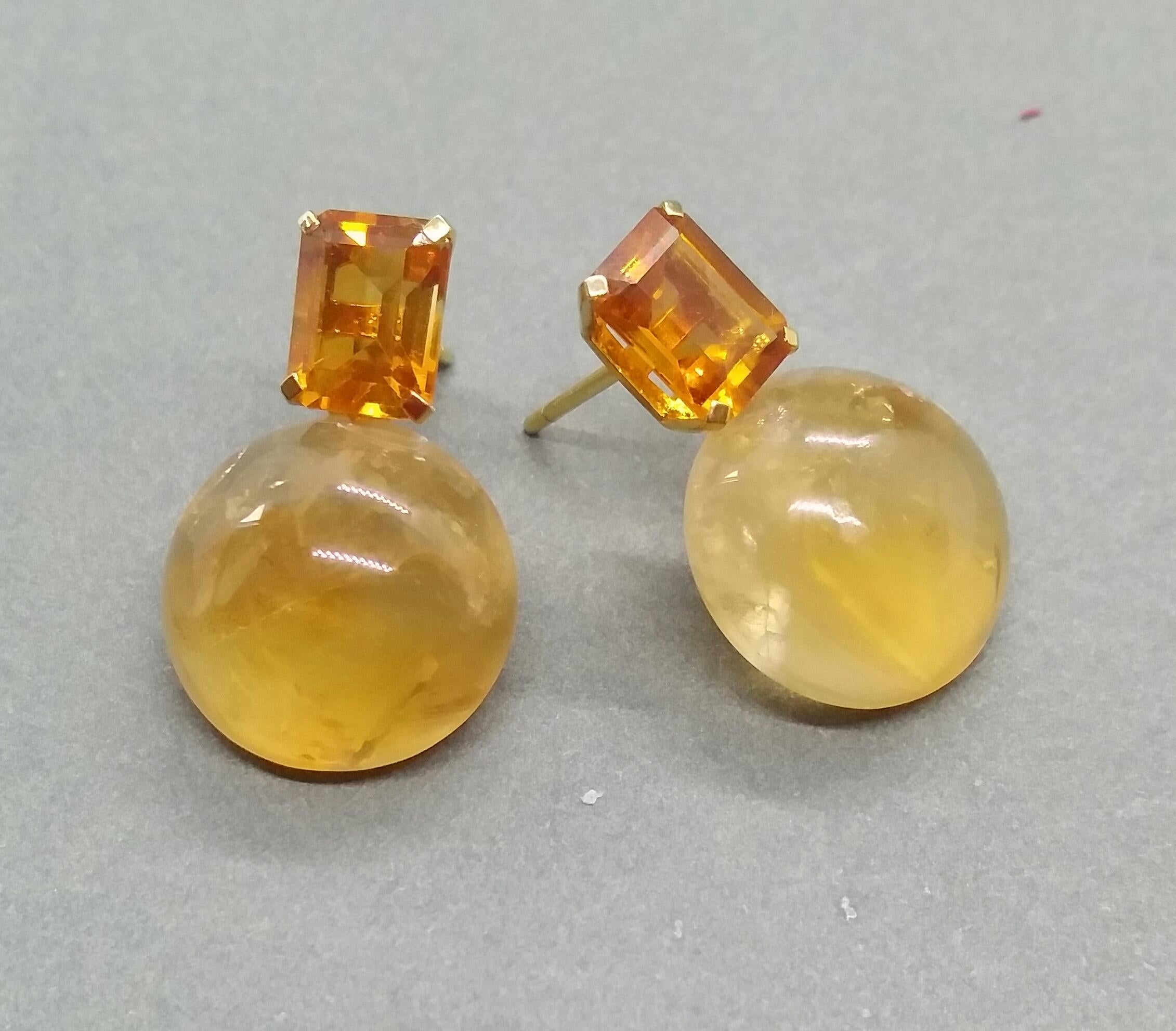 Octagon Cut Faceted Cognac Citrine Golden Citrine Button 14 Kt Solid Yellow Gold For Sale 5