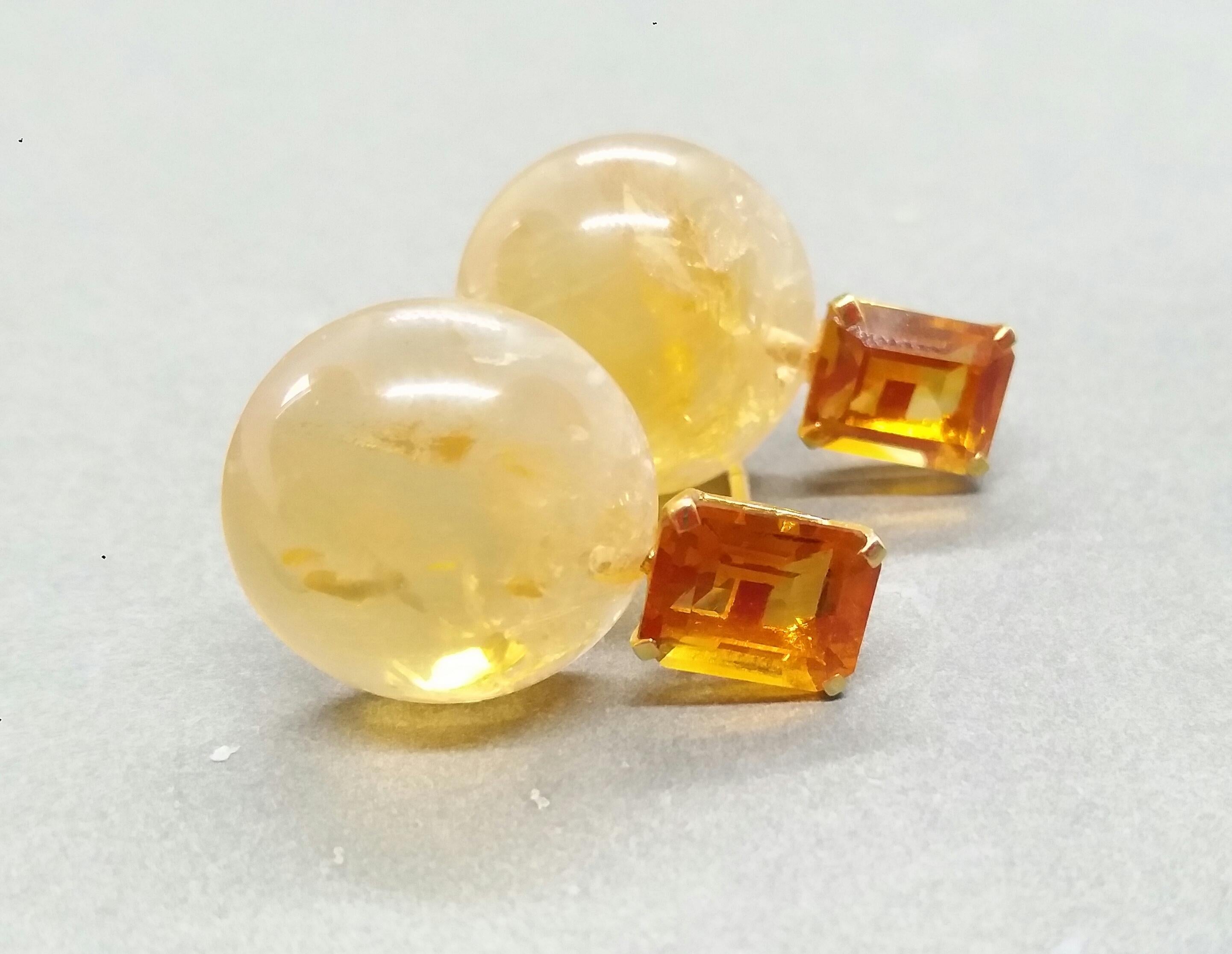 Octagon Cut Faceted Cognac Citrine Golden Citrine Button 14 Kt Solid Yellow Gold For Sale 6