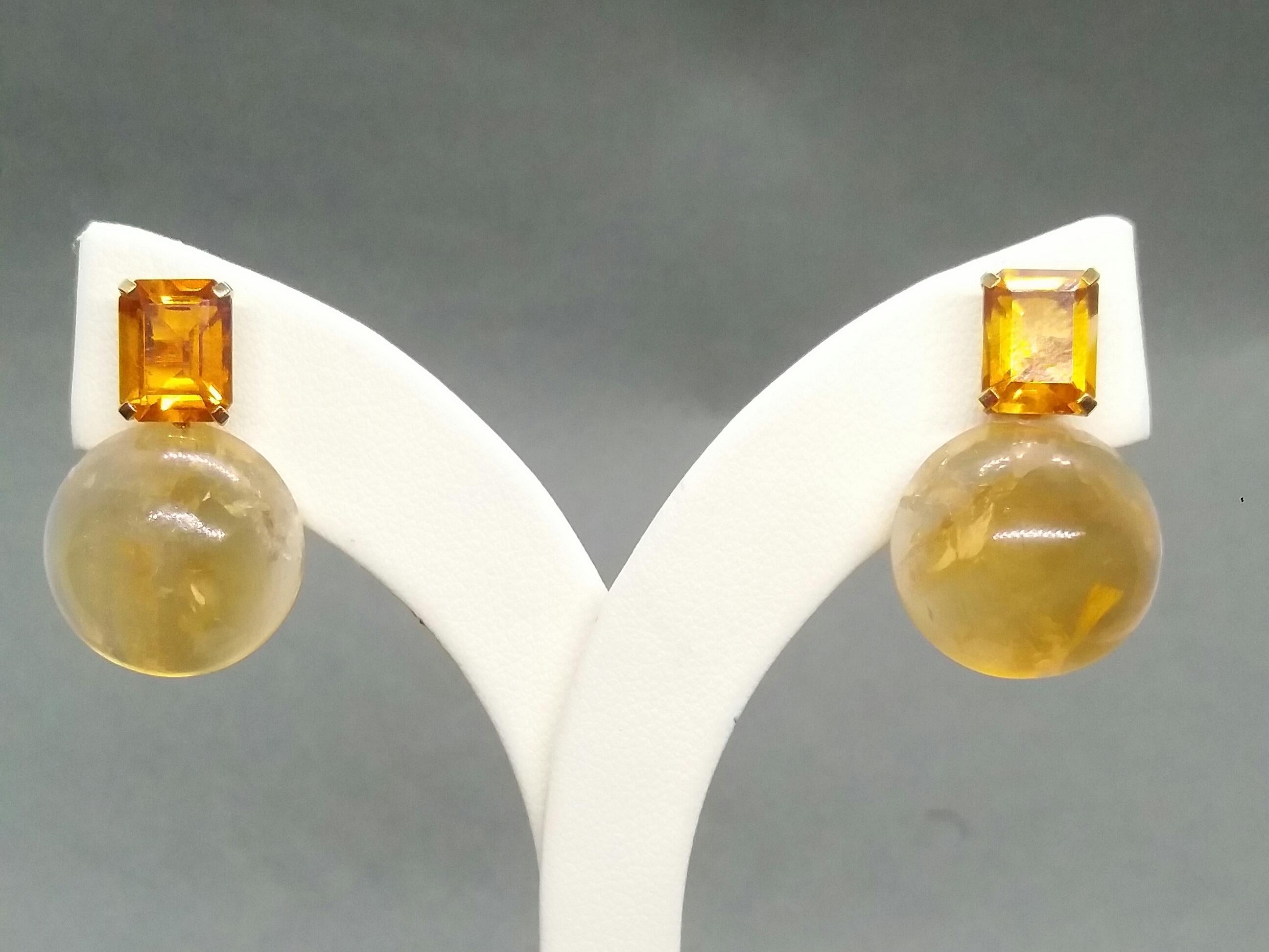 Octagon Cut Faceted Cognac Citrine Golden Citrine Button 14 Kt Solid Yellow Gold For Sale 7