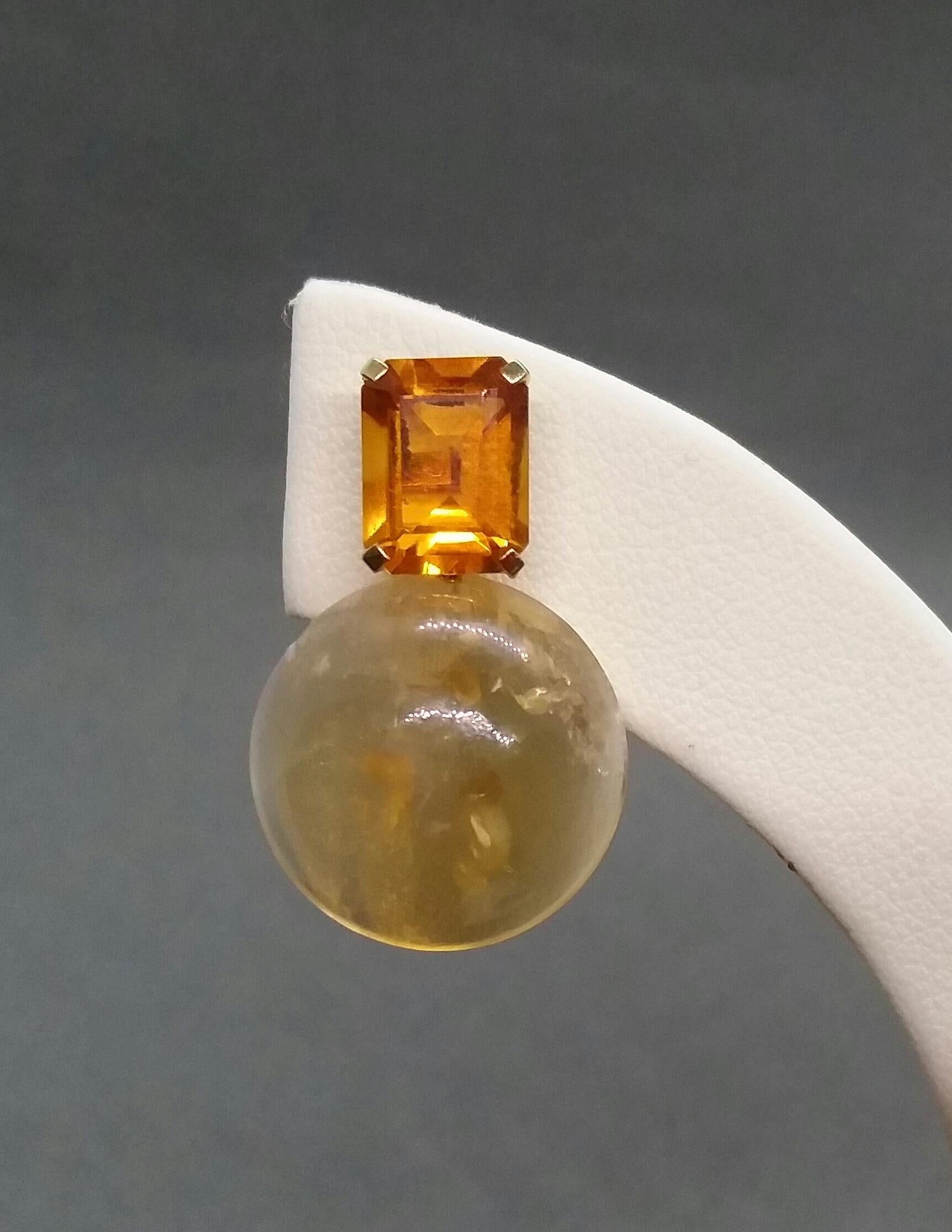 Octagon Cut Faceted Cognac Citrine Golden Citrine Button 14 Kt Solid Yellow Gold For Sale 8