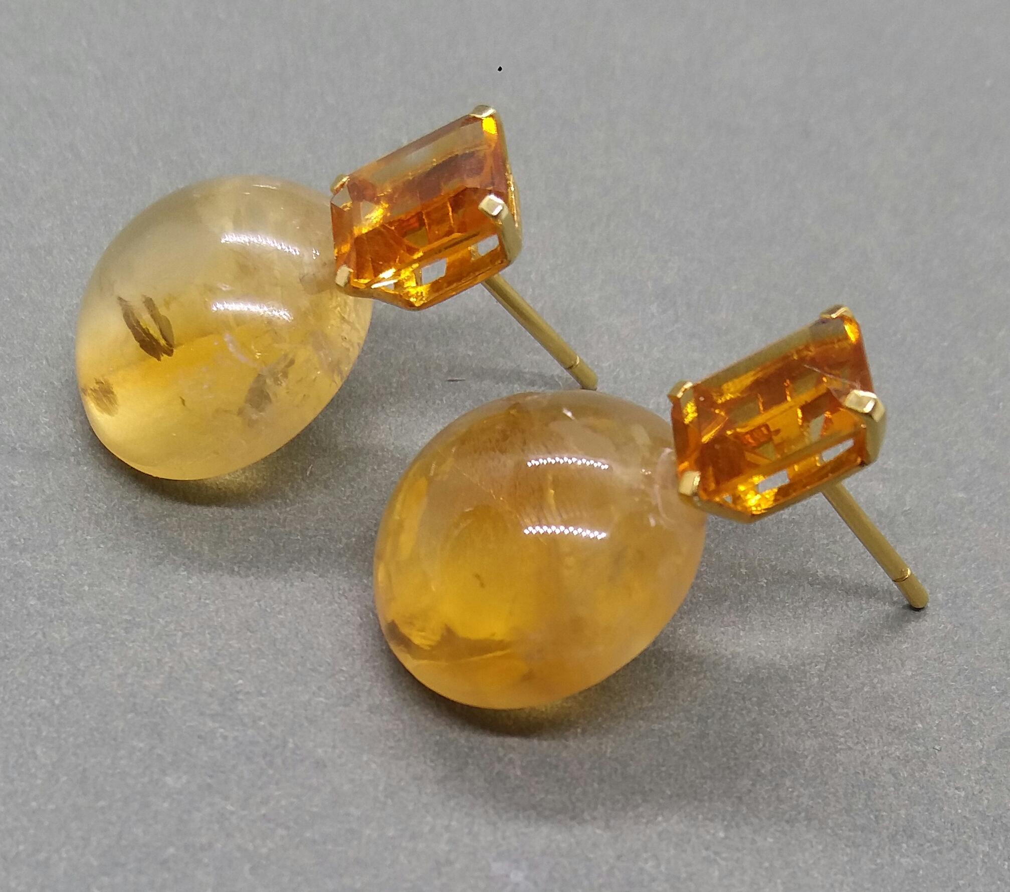 Octagon Cut Faceted Cognac Citrine Golden Citrine Button 14 Kt Solid Yellow Gold In Good Condition For Sale In Bangkok, TH