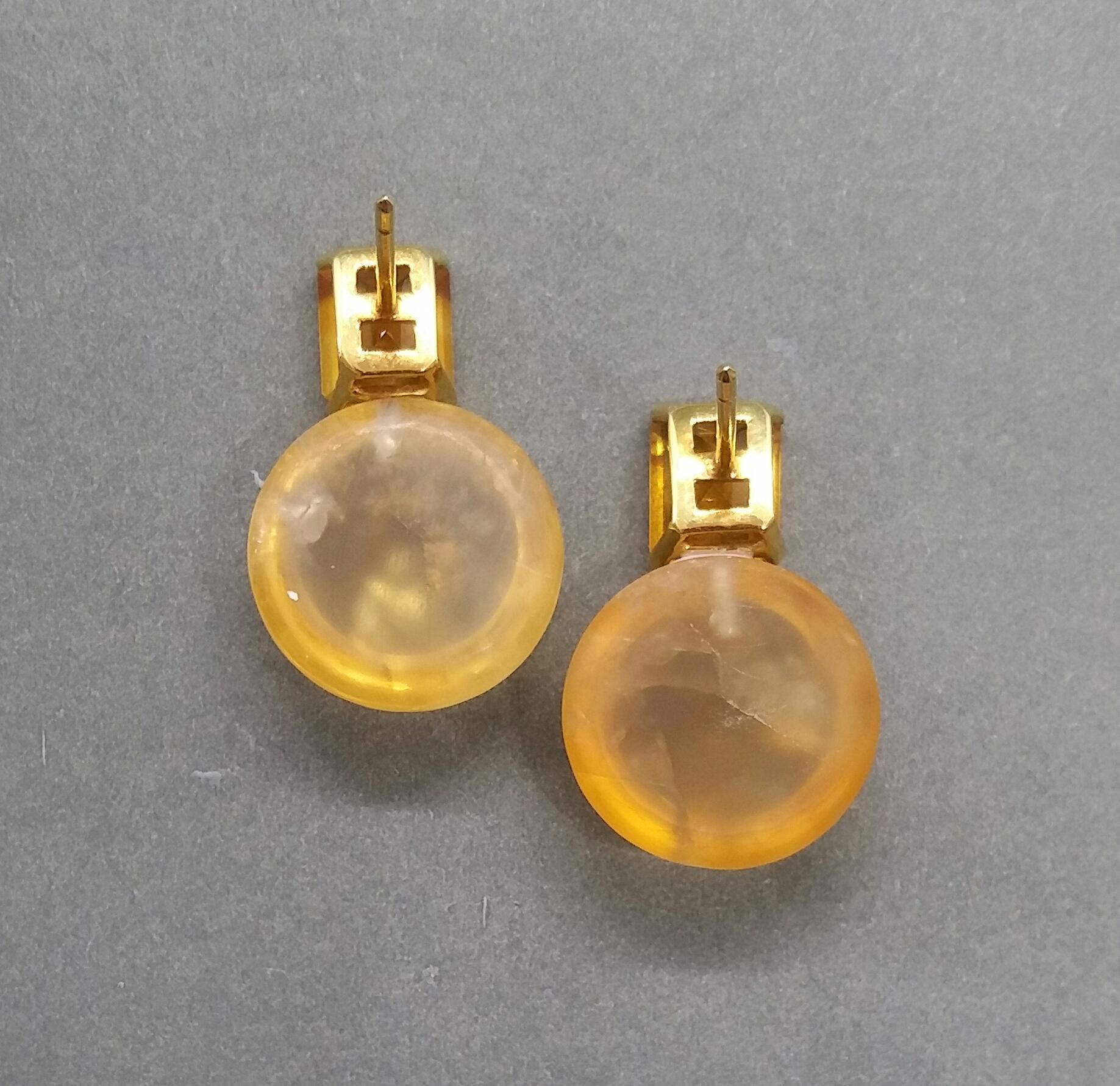 Women's Octagon Cut Faceted Cognac Citrine Golden Citrine Button 14 Kt Solid Yellow Gold For Sale