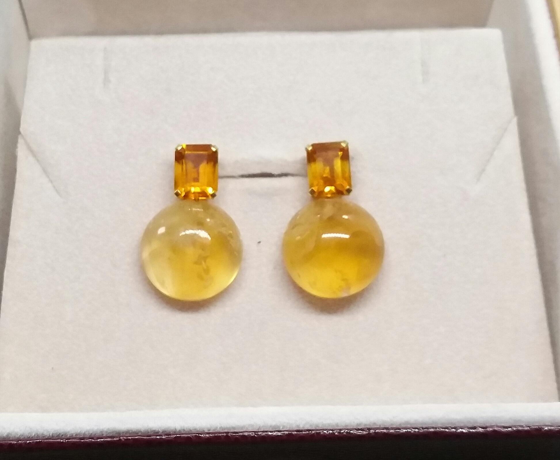 Buttons octogonaux en or jaune massif 14 carats avec citrine cognac facettée et citrine dorée en vente 1