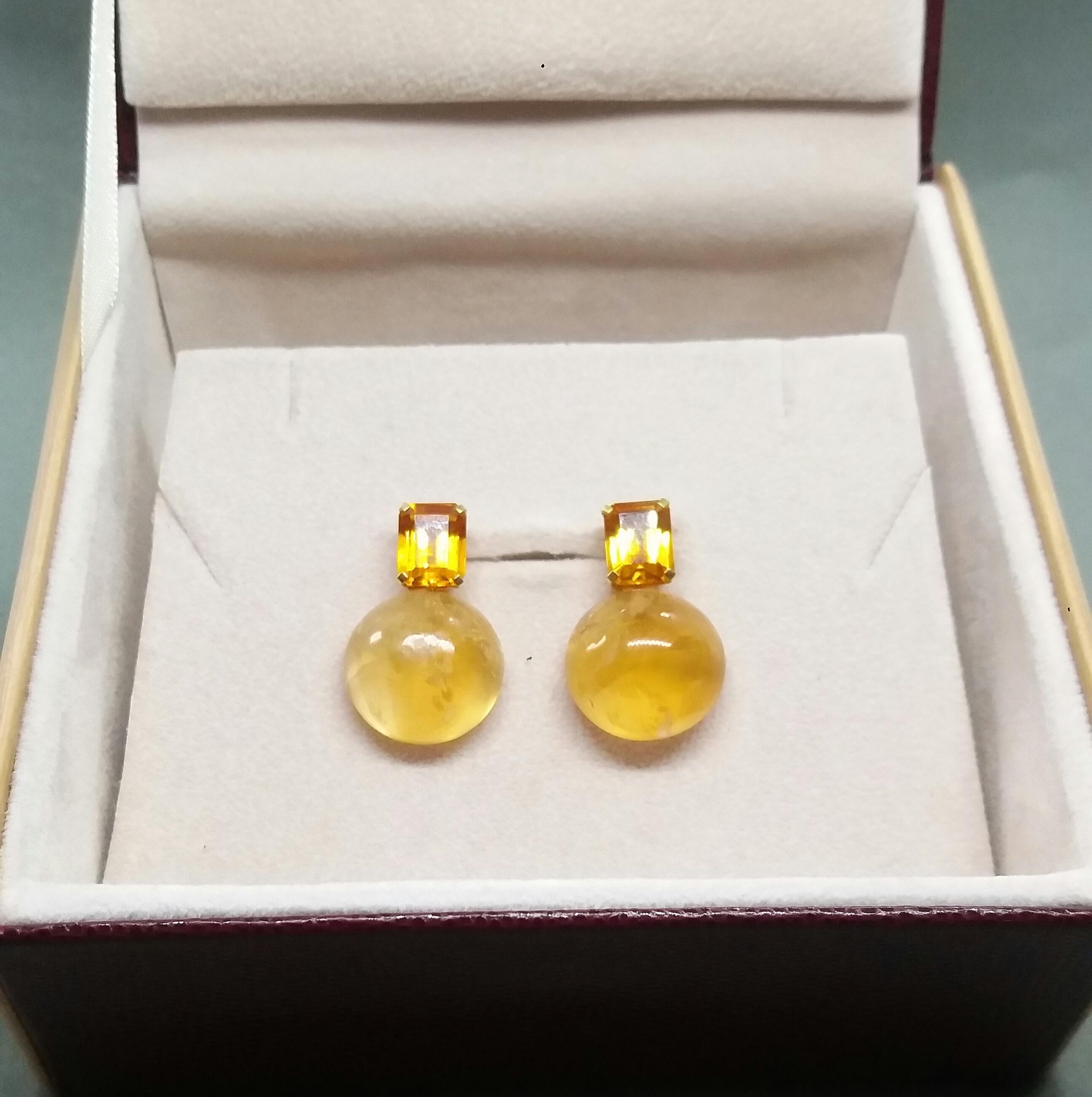 Buttons octogonaux en or jaune massif 14 carats avec citrine cognac facettée et citrine dorée en vente 2