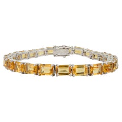 Achteckiges Tennisarmband aus natürlichem Citrin mit Schliff in 925 Silber Geschenk für Großmutter