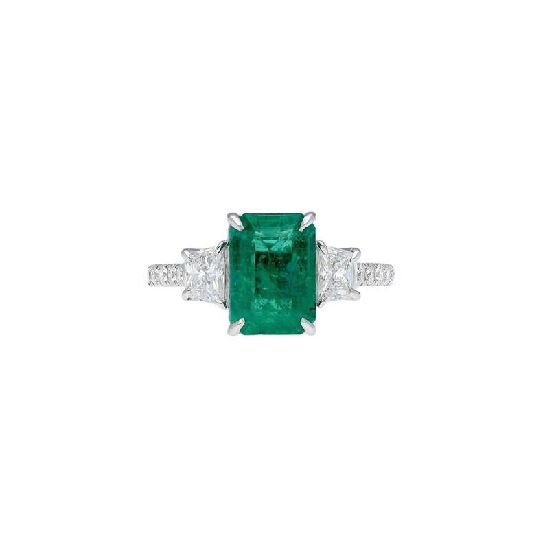 Octagon Cut Natural Emerald Ring 18k White Gold Jewelry Fancy Cut Diamond ring 2
