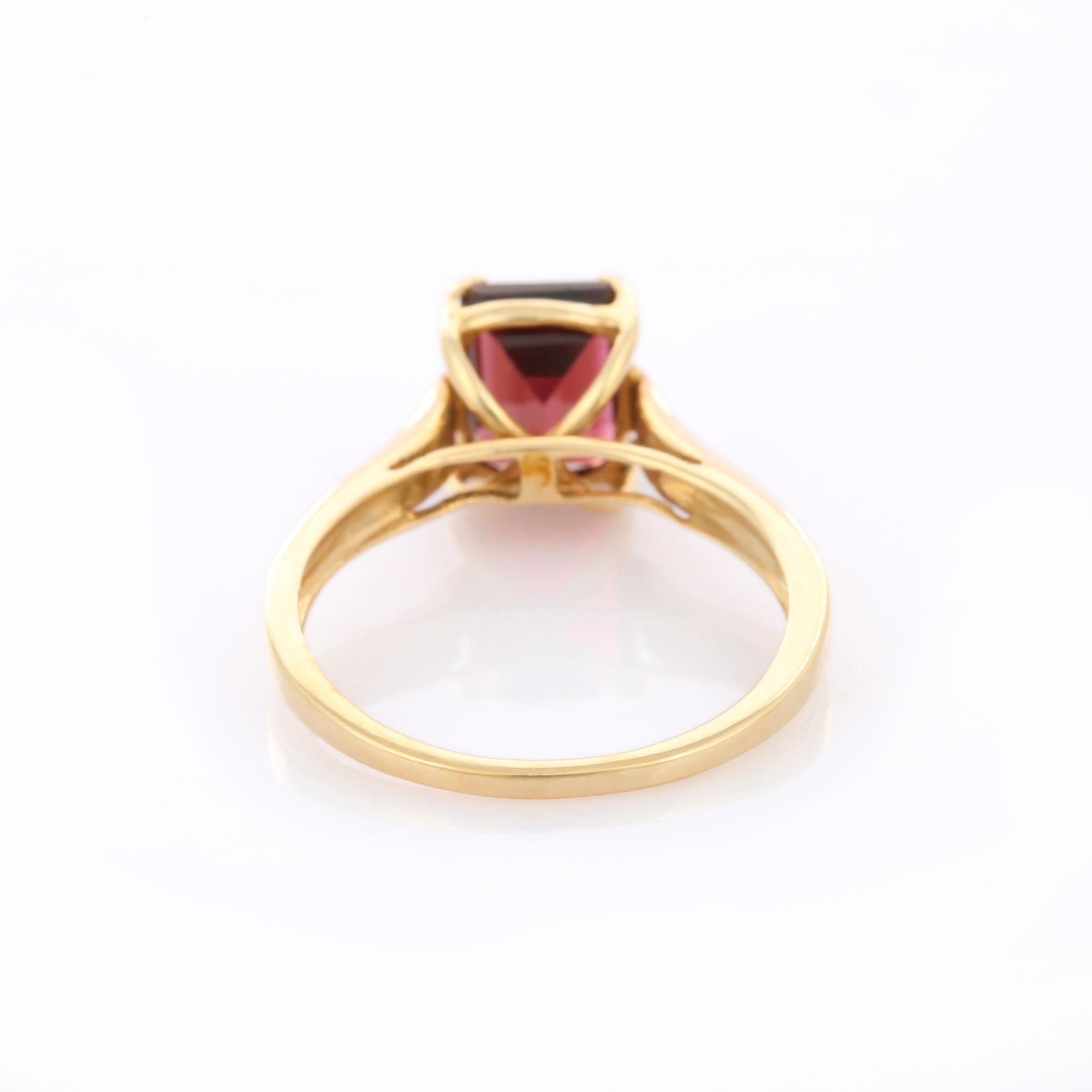 For Sale:  Octagon Cut Tourmaline Solitaire Ring in 14K Yellow Gold 5
