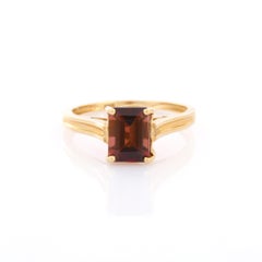 Octagon Cut Tourmaline Solitaire Ring in 14K Yellow Gold