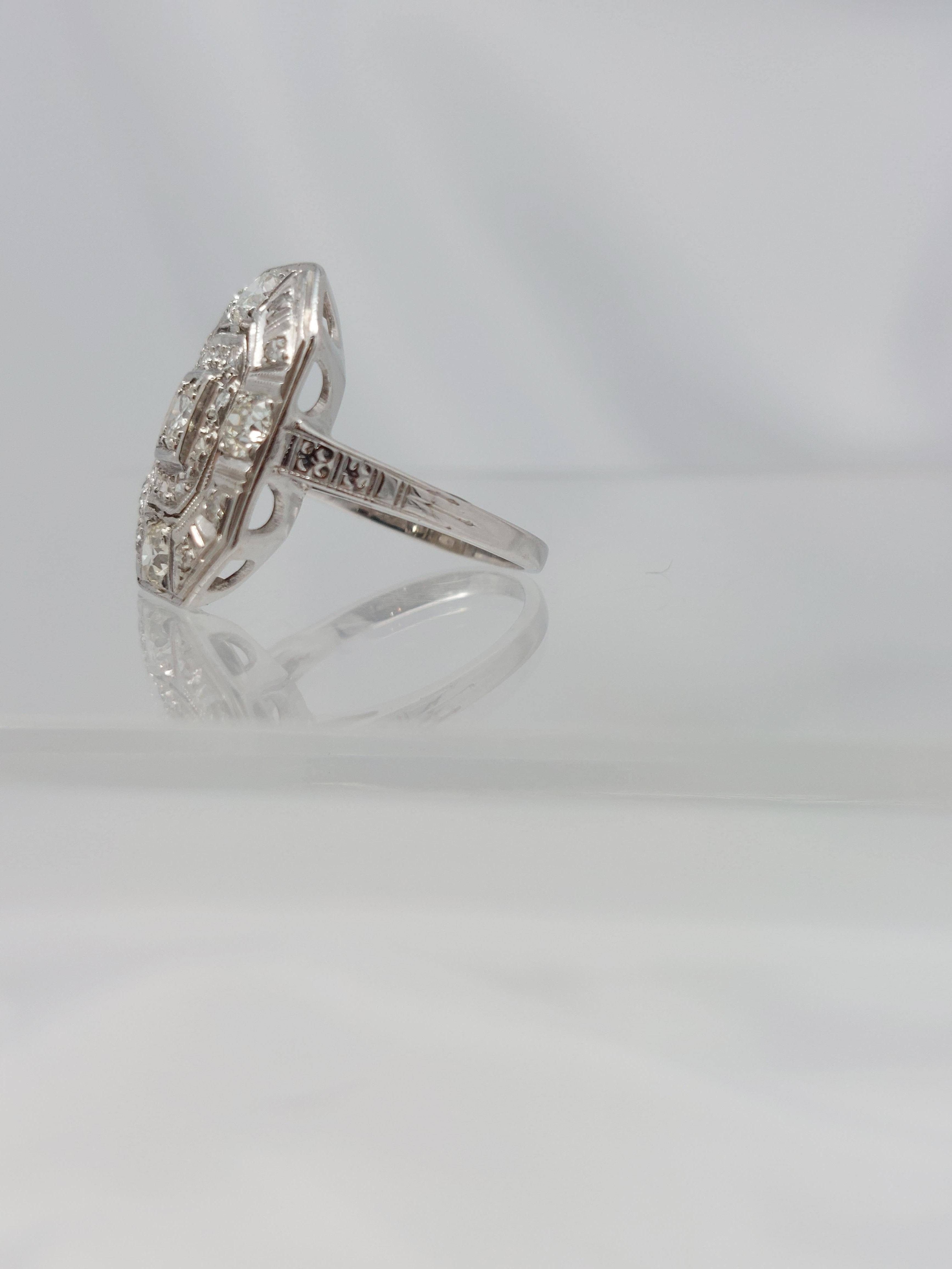 “Octagon” Deco Natural Diamond Ring For Sale 4