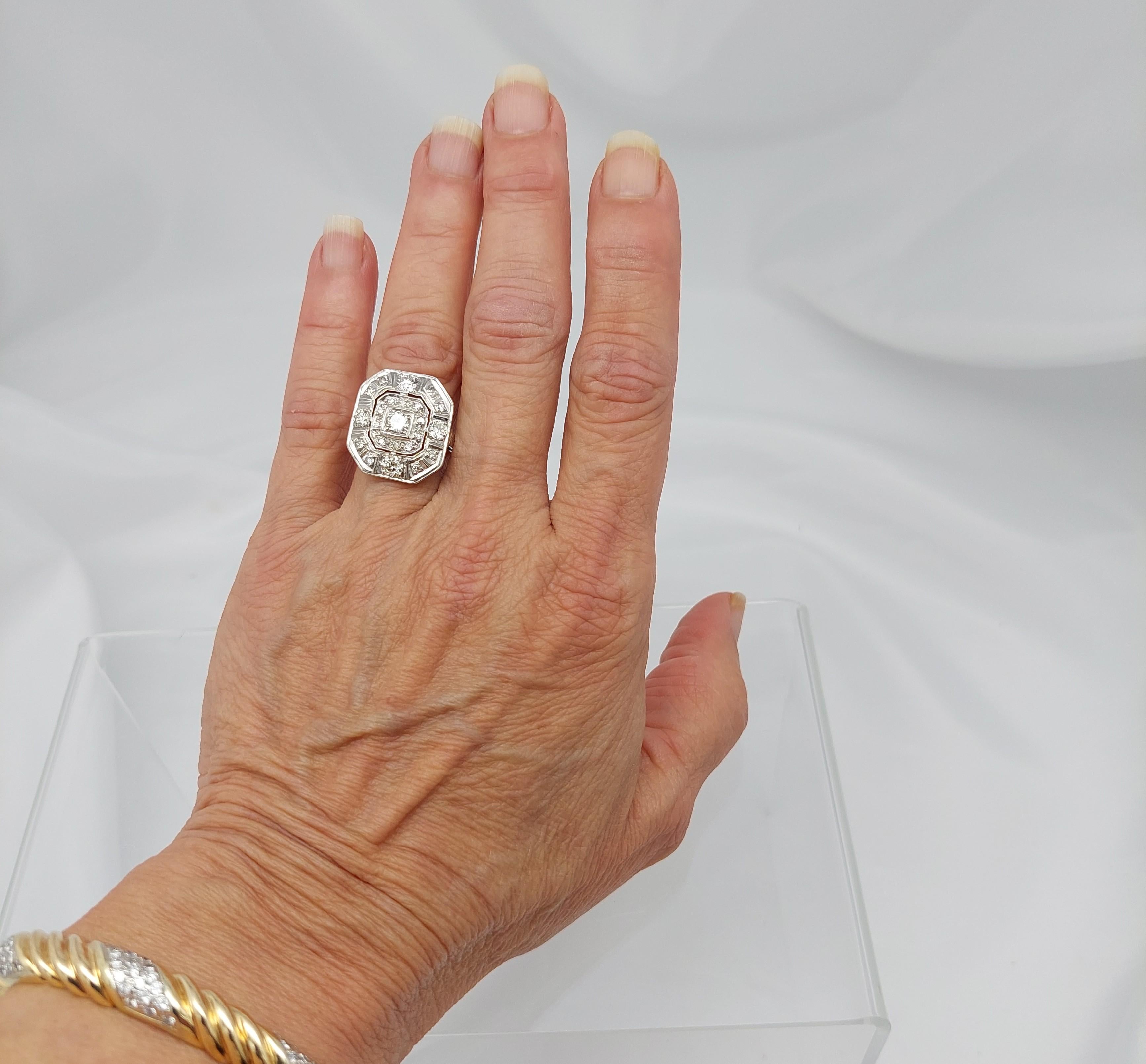Art Deco “Octagon” Deco Natural Diamond Ring For Sale