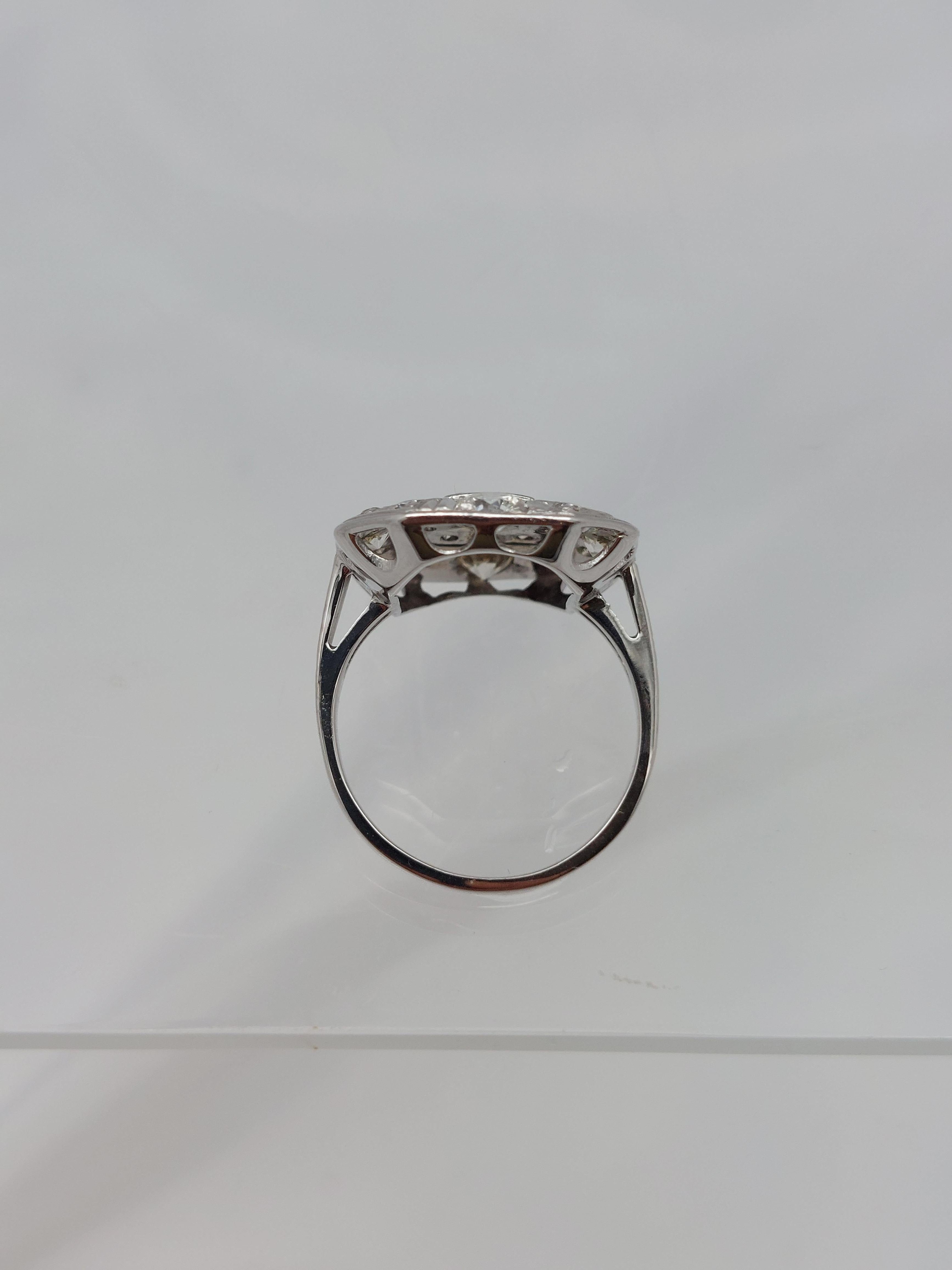 “Octagon” Deco Natural Diamond Ring For Sale 2