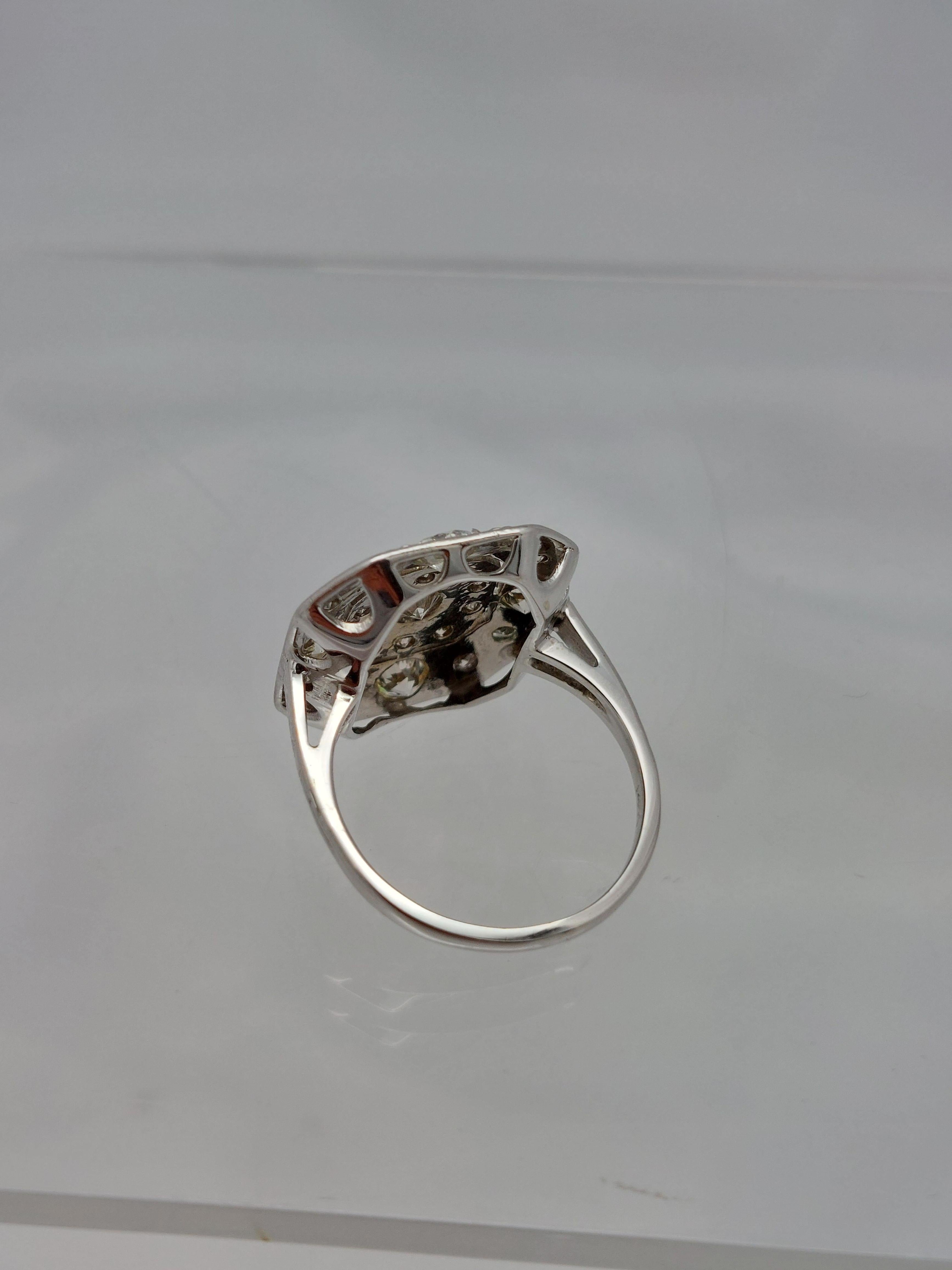 “Octagon” Deco Natural Diamond Ring For Sale 3