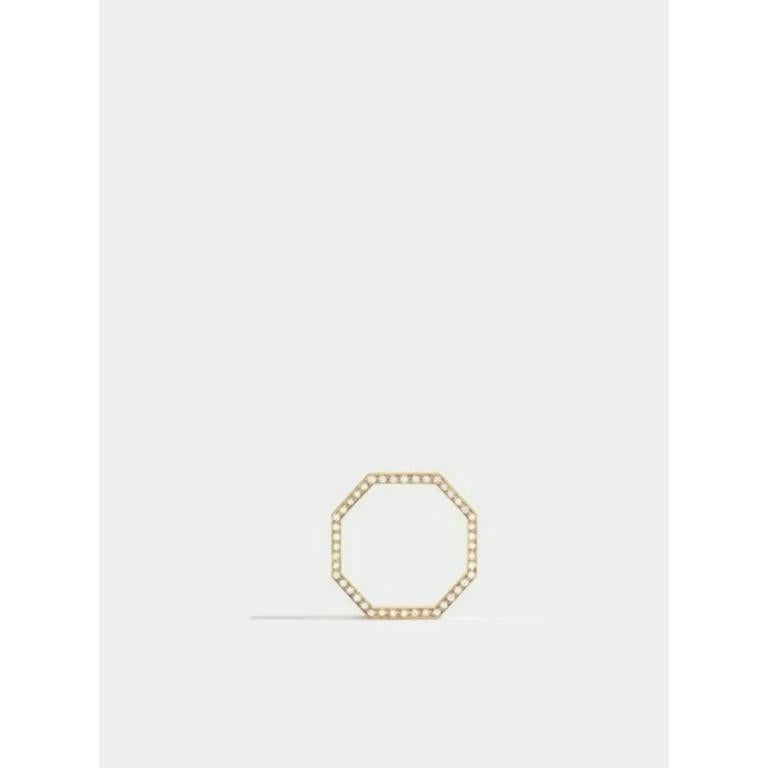 Octagon Diamond 14k Solid Gold Ring Bolt Shape In New Condition For Sale In Chicago, IL