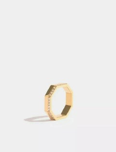 Octagon Diamond Gold Ring 14k Solid Minimalist Geometric Design