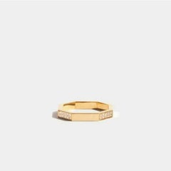 Octagon Diamond Ring 14k Solid Gold Geometric Design