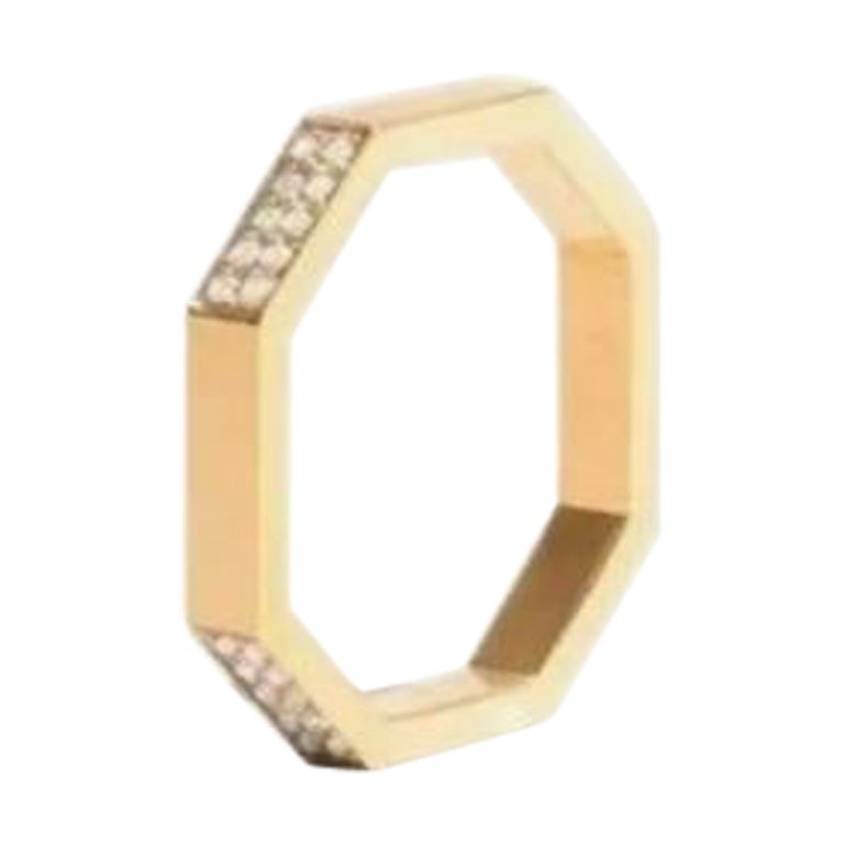 Achteckiger Diamantring 14k Massivgold Geometrisches Design