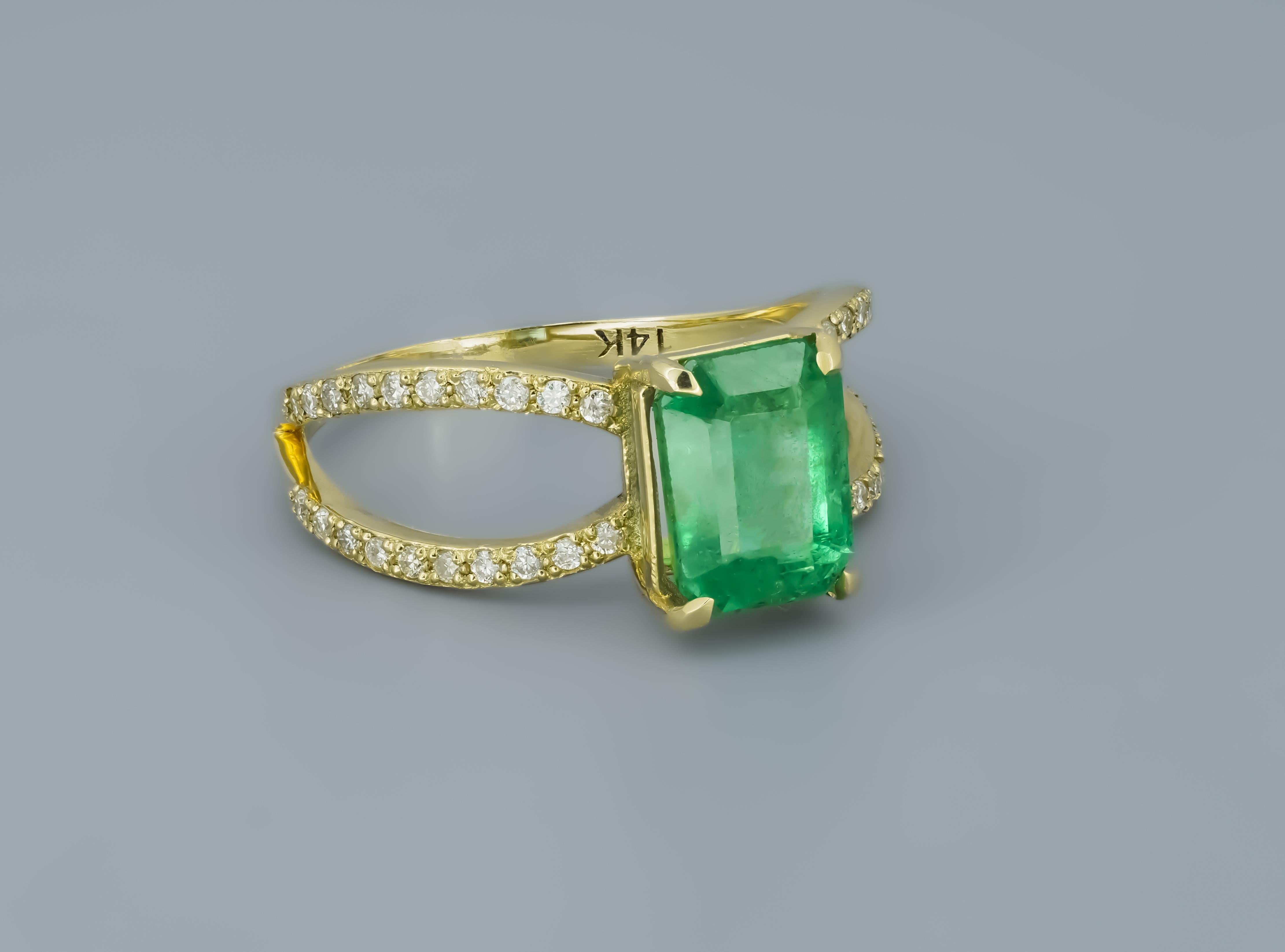 For Sale:  Octagon Emerald 14k gold ring 2