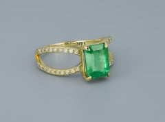 Octagon Emerald 14k gold ring