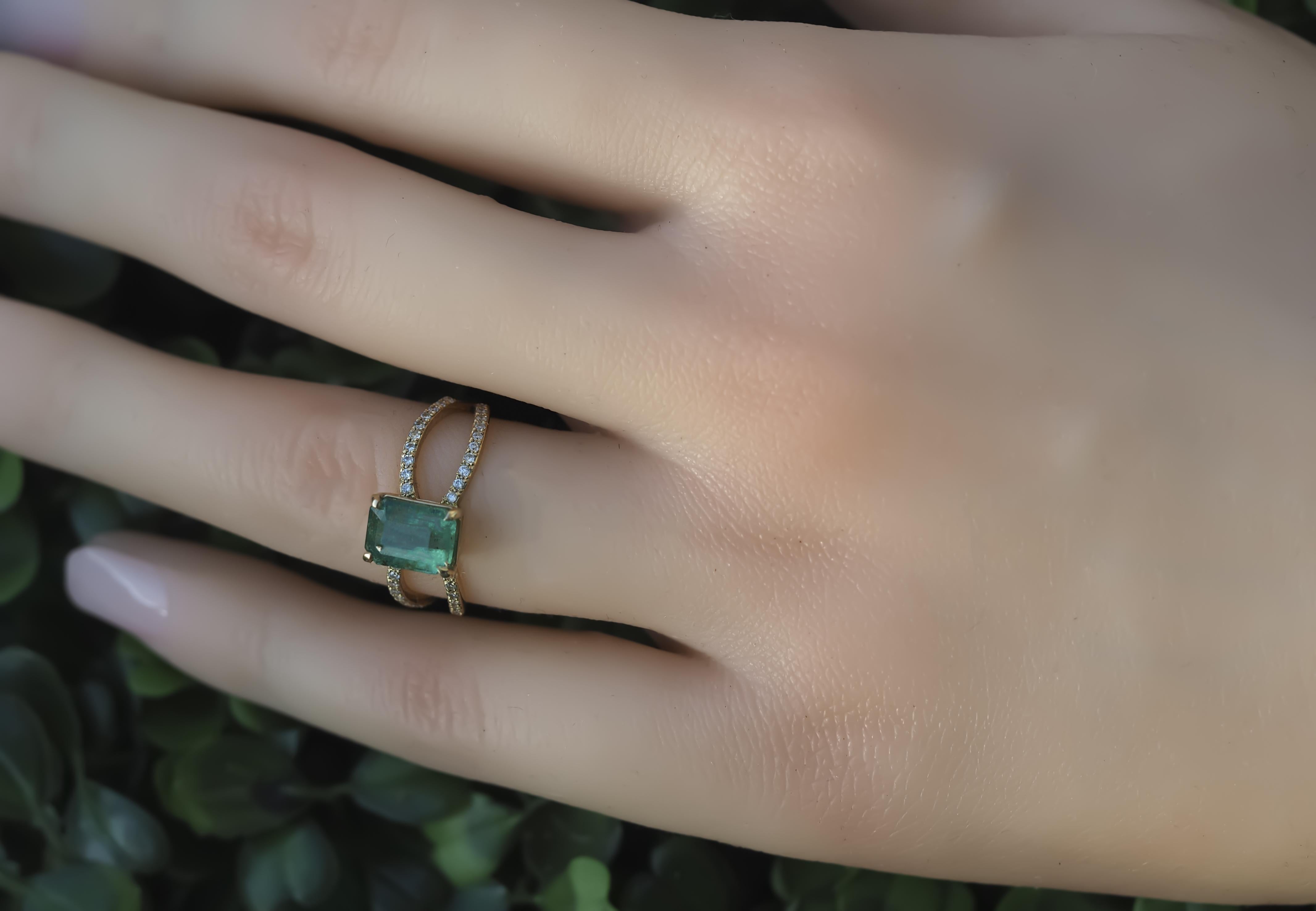 For Sale:  Octagon Emerald 14k gold ring 5