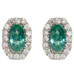 Achteckige Smaragd- und Diamant-Ohrringe
