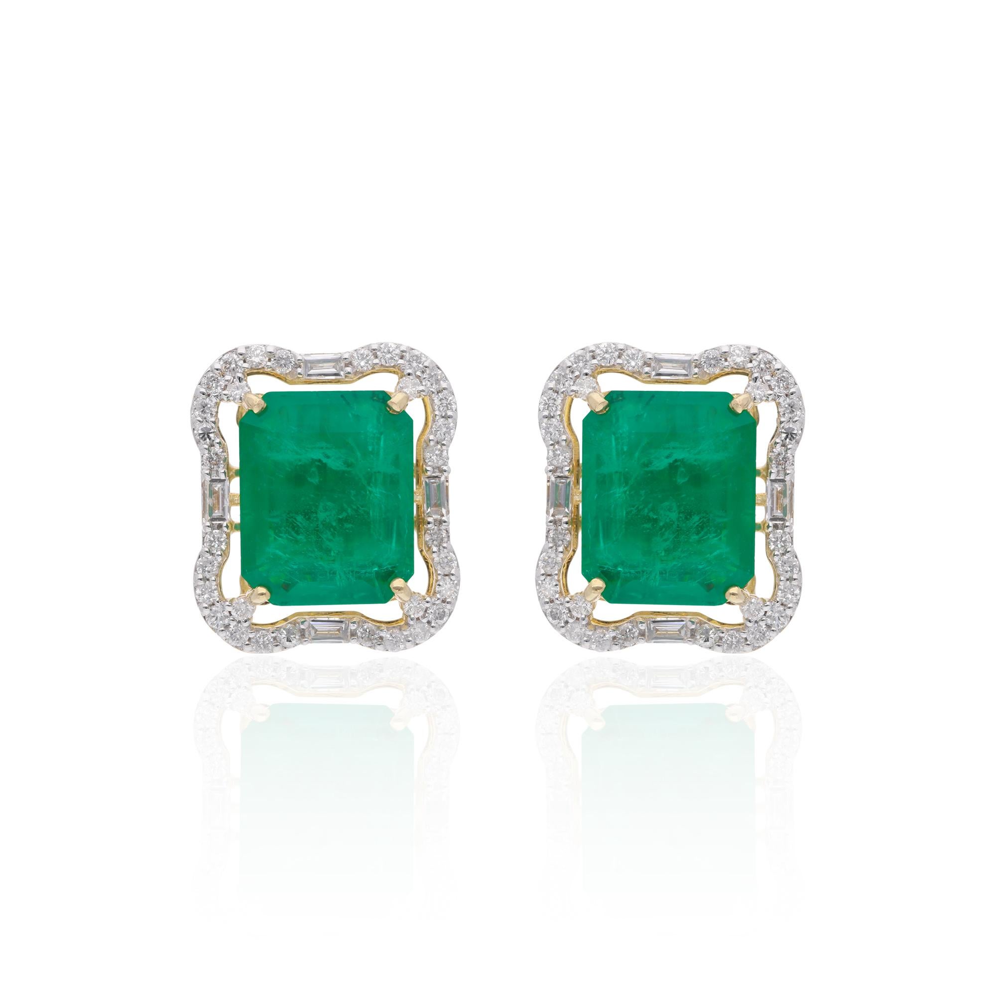 Item Code :- SEE-13975 (14K)
Gross Wt. :- 5.73 gm
Solid 14k Yellow Gold Wt. :- 3.95 gm
Natural Diamond Wt. :- 0.68 Ct. ( AVERAGE DIAMOND CLARITY SI1-SI2 & COLOR H-I )
Emerald Wt. :- 8.22 Ct.
Earrings Size :- 14 x 17 mm approx.

✦