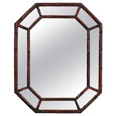 Octagon Faux Bamboo Mirror 