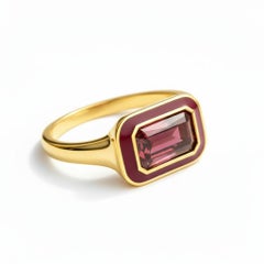 Octagon Garnet Ring Silver, Gold
