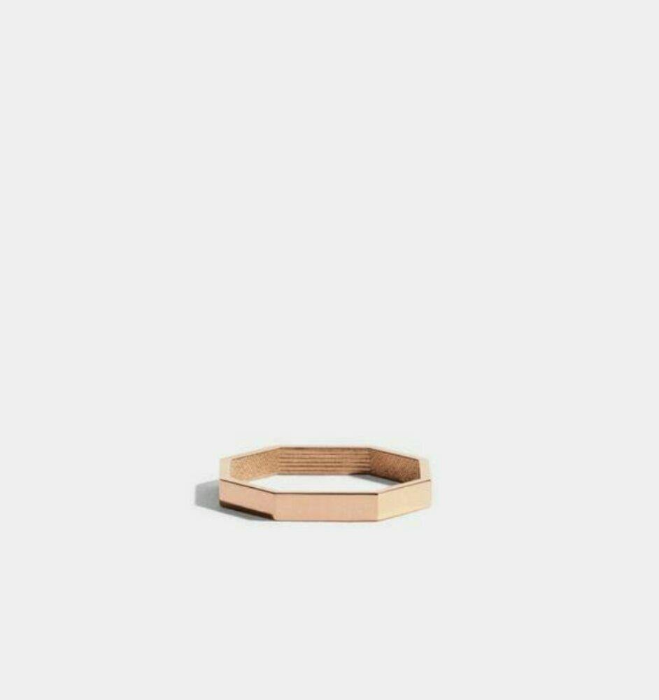 Women's or Men's Octagon Gold Ring 14k Solid Gold Ring Minimalist Geometric Bolt Designer Ring. For Sale